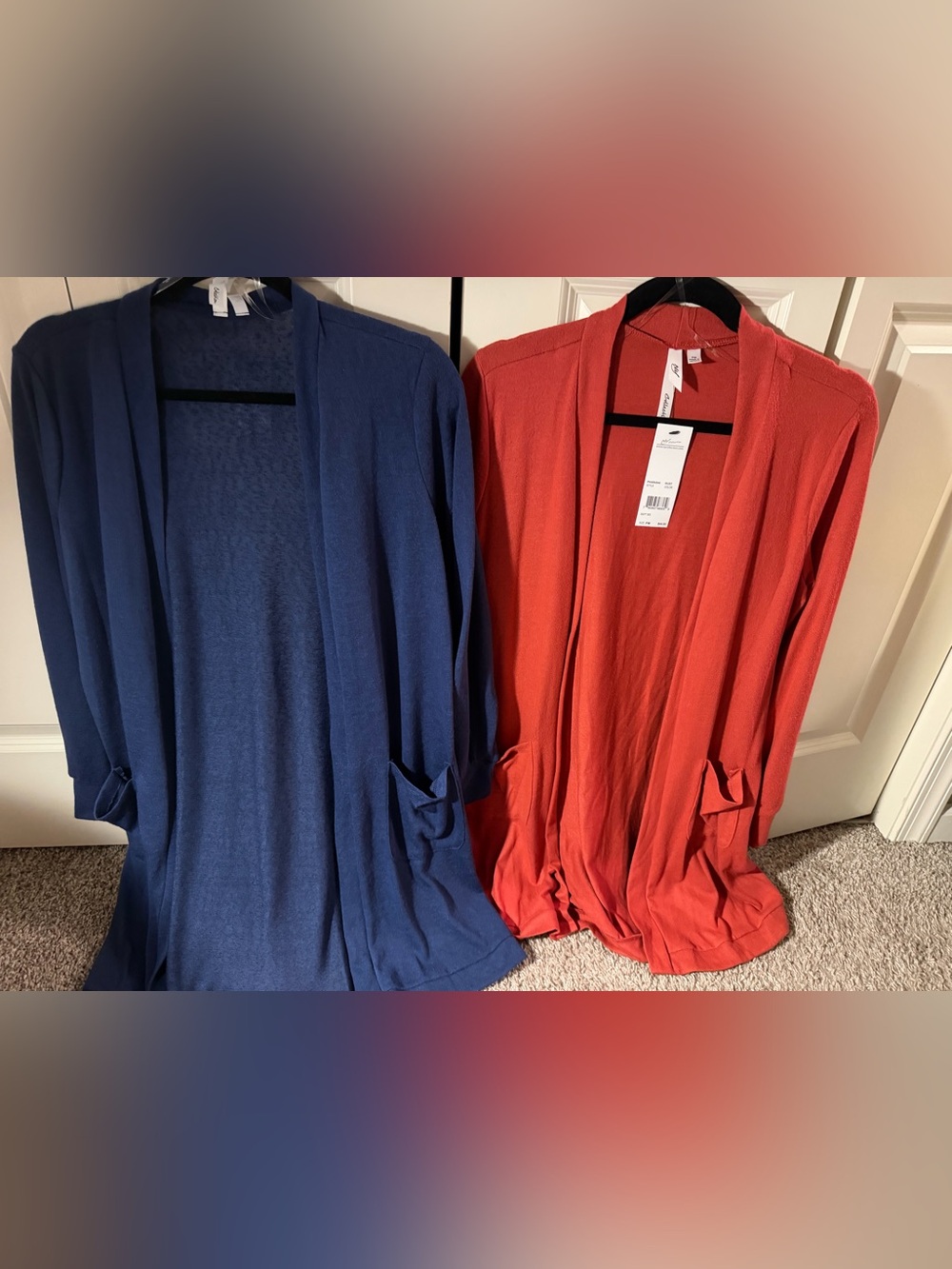 NWT NY Collection lot of 2 open cardigans. Size MP. Blue and Rust colors.